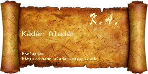 Kádár Aladár névjegykártya